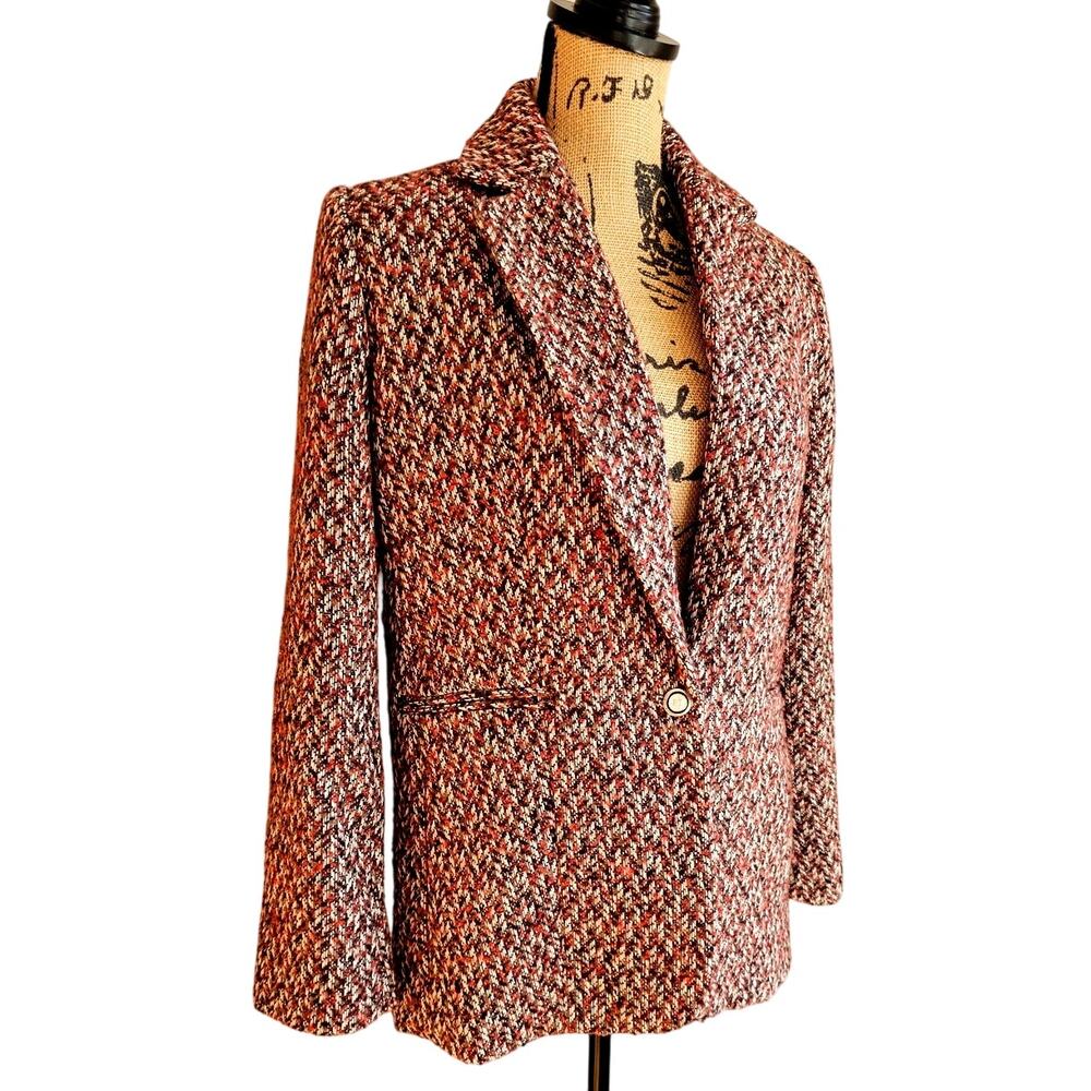 Sam Edelman Willow Blazer Jacket Chevron Tweed Sz XS - Picture 3 of 9